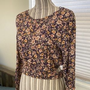 Nordstrom Elodie Purple blush orange floral long sleeve blouse top
